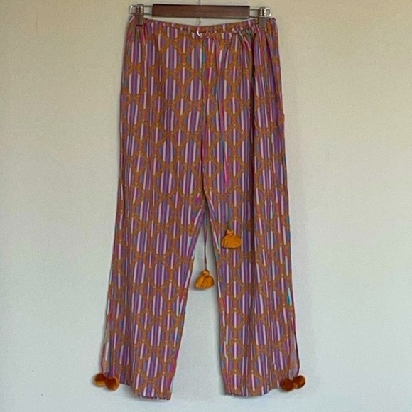 Figue Goa drawstring printed Cotton-blend Wide-leg Pants S - Picture 2 of 10